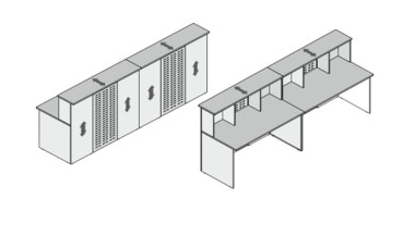 Стойка ресепшн Партнер прямая с металлическим экраном, комплект №3 2800x770x1200 — Аэлита