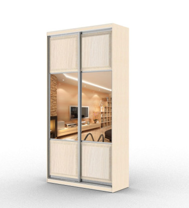 Шкаф-купе двухдверный с зеркалами и филенкой ПВХ (модель 2.7) &mdash; Аэлита