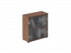 Шкаф-тумба низкий закрытый со стеклом с полками 800х370х840
